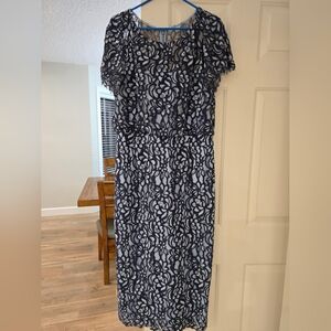 JS Collections Navy Lace Midi Dress